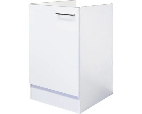 Flex Well Spülenschrank Varo 50 cm - Küchenschrank in elegantem Weiß, ideal für kleine Küchen, zerlegt für einfache Montage und optimalen Stauraum.