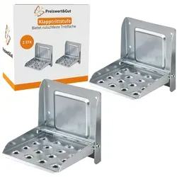 Fußrasten 2er Set Trittstufen bis 150kg – Klappleiter Trittstufe Aufklappsperre Rutschhemend 175x150mm Trittbretter Wohnmobil