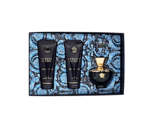 Versace Dylan Blue Pour Femme EDP Geschenkset - 100 ml + 5 ml + Duschgel + Körperlotion - Damendüfte - Provokativer und erfrischender Duft im eleganten Geschenkset, ideal für besondere Anlässe.
