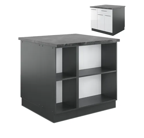 Vicco Kücheninsel Fame-Line 90 cm - Einbauküchen-Komponenten mit Hochglanz-Oberfläche, Softclose-Scharnieren und modernem Design für stilvolle Küchenlösungen.