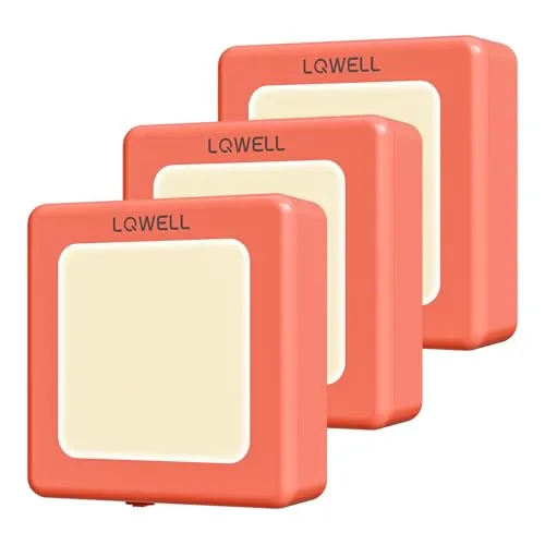LQWELL® Nachtlicht Steckdose Faltbar mit Dämmerungssensor, Nachtlampe Einstellbare Helligkeit, Automatisch Steckdosenlicht, Orientierungslicht Warmweiß für Kinder Zimmer Gang Treppen (Rosa, 3 STK)