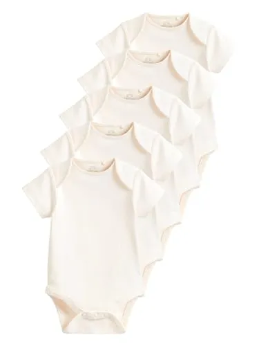 NEXT Baby 5er-Pack Essential Bodysuits mit kurzem Arm Creme 62-68