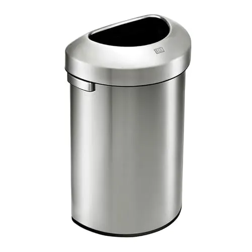 PROREGAL Halbrunder Edelstahl-Abfallsammler 80L - Stylischer offener Abfallsammler aus gebürstetem Edelstahl, ideal für modernes Wohnen. Mit 80 Litern Fassungsvermögen und platzsparendem Design, perfekt für Küche oder Büro.