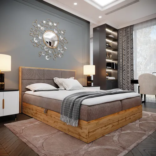 Boxspringbett LOFT 1 - 140x200cm mit Bettkasten und Bonellmatratze - Betten mit hochwertiger Bonellfederkernmatratze und zwei praktischen Bettkästen für optimalen Stauraum. Stilvolles Design mit elegantem Kopfteil und robustem Stoff für hohen Schlafkomfort.