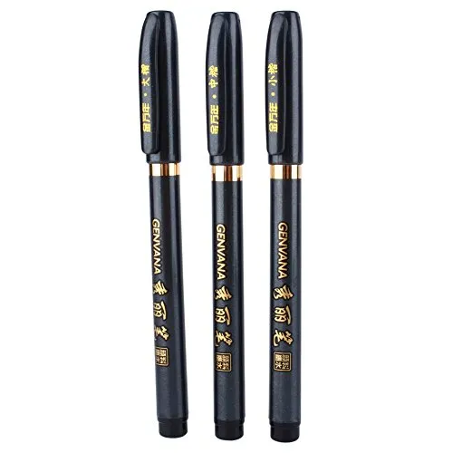DEWIN Japanischer Stift, Japanische Stifte Teechinesische Japanische Kalligraphie Shodo Pinsel Tinten Feder Schreibens Zeichnungs Fertigkeit (3 Stück)