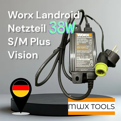 WORX Landroid Original 38W Netzteil für Mähroboter - Rasenmäher-Ersatzteile, kompatibel mit Worx M500/700 und Vision Modellen, sorgt für zuverlässige Energieversorgung und optimale Leistung.