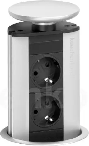 Schulte EVOline Port 00.033 versenkbare Steckdose 2fach Silber