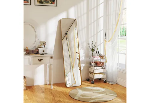 HOMCOM Ganzkörperspiegel 160 x 40 cm - Eleganter Standspiegel mit bruchsicherem Glas und stabilem Metallrahmen, ideal für Wohnzimmer, Schlafzimmer oder Flur. Flexibel anlehnbar oder freistehend, bringt er Stil und Sicherheit in Ihr Zuhause.