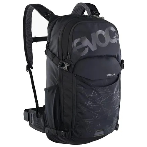 EVOC STAGE 18 Backpack - Rucksack mit BRACE LINK für optimale Anpassung und AIR FLOW CONTACT SYSTEM für beste Belüftung. Ideal für Trekking und Radfahren, inklusive Werkzeug- und Trinkblasenfach.