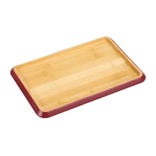 KESPER | Servierbrett | Material: Bambus - FSC®-Zertifiziert | mit BIOFA-Öl | Maße: 30, 5 x 20 x 2 cm | Farbe: Braun mit beerefarbenem Rand | Serviertablett Holz | 58373