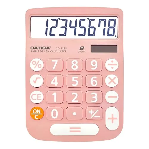 CATIGA 8-stelliger Tischrechner mit Solar- und Batteriebetrieb, gut lesbarem LCD-Display und großen Tasten – Ideal für Zuhause, Büro, Schule, Unterricht und Business, CD-8185