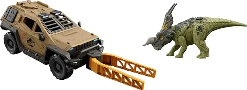 Mattel Jurassic World Truck & Einiosaurus Spielzeug-Set - Dinosaurier & prähistorische Kreaturen für Kinder, mit Flip & Roll Funktion für aufregende Zerstörungsspiele und Augmented Reality-Erlebnisse in der Jurassic World Play App!