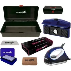 SKINSTAR Startset, Wachseisen Bürste Wachs Kantenschleifer inkl. Wachskoffer 7-t