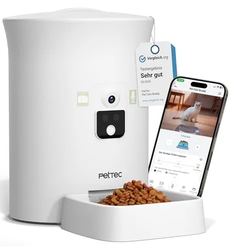PetTec Pet Cam Buddy – Automatischer Futterautomat mit WLAN und 3MP HD Kamera