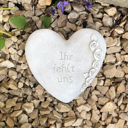 Radami Gartenfigur Grabherz Gedenkstein 