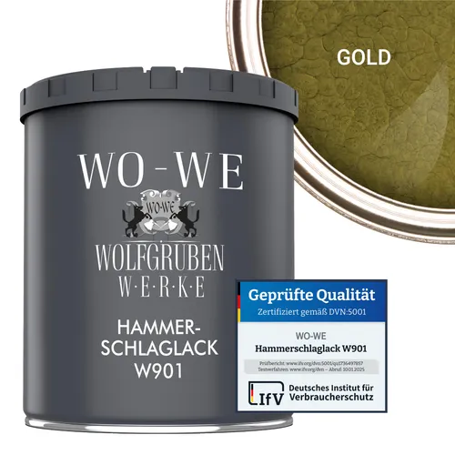 Hammerschlaglack Hammerschlag Effektlack Metallschutzlack W901 Gold - 750ml