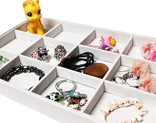 Vorlagebrett Schmuckkasten Schmucklade Schmuckdisplay Schaukasten Weiss… (12 Fächer)