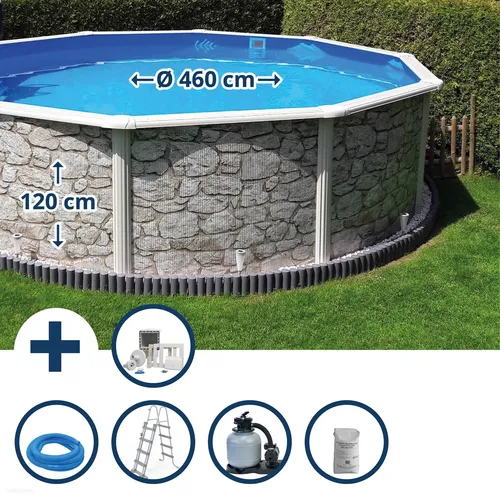 Gre Rundpool Stahlwandpool Set 460 x 120 cm in grau von Gre