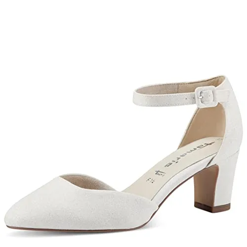 Tamaris Pumps Damen Vegan Elegant in Weiß, EU 38 - Damen-Pumps mit TOUCH-IT Funktion für optimalen Tragekomfort, ANTI-Slide und ANTI-Shokk-Technologien für besten Halt und Dämpfung. Stilvoller Blockabsatz vereint Design und Stabilität.