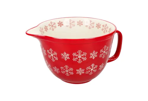 MamboCat Rührschüssel Schneeflocke 2,5L - Dessertschalen aus robustem Steingut mit winterlichem Schneeflocken-Dekor. Ideal zum Backen und Anrichten, spülmaschinengeeignet für einfache Reinigung.