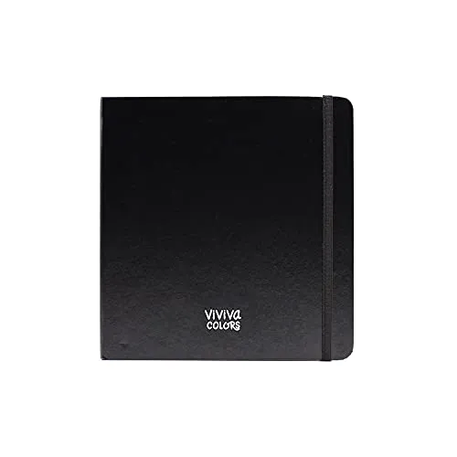 Viviva VV276007 Skizzenbuch mit Kunstleder Einband für Aquarellfarben 100 % Baumwolle, 40 Seiten, 20 Blatt a 300g/m² starkes Papier, 100% Säurefrei, cold pressed 19x19cm SQCOTTONSKETCH Weiß