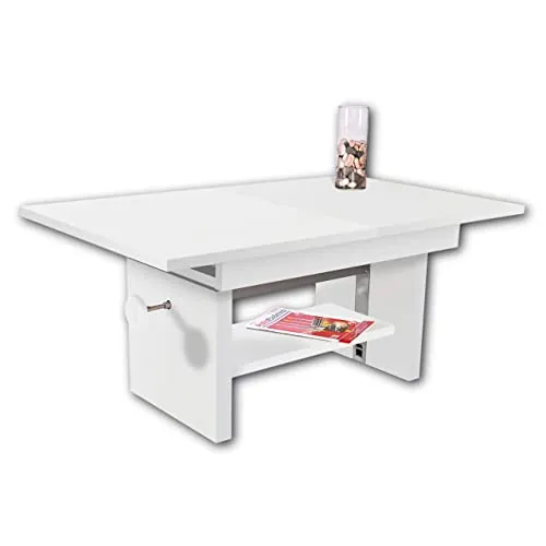 EVENT Höhenverstellbarer & Ausziehbarer Couchtisch in Weiß