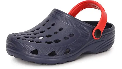 Ladeheid Kinder Mädchen Jungen Eva Clogs Gartenclogs Gartenschuhe LA-CA-06 (Marineblau/Rot, 24/25 EU)