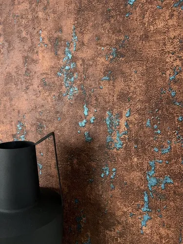 Newroom Vliestapete - Moderne Betontapete in Braun und Türkis - Hochwertige Vliestapete im Industrial Loft Stil, ideal für Wohnzimmer und Küche. Wasser- und dampfbeständig, sowie restlos trocken abziehbar für einfache Montage.