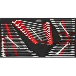 Vigor V6650N Ring-Maulschlüssel - Schraubenschlüssel mit 2K Weichschaumeinlage für perfekte Ordnung. Resistent gegen Öle und Fette, leicht zu reinigen und schützt Werkzeuge vor Verrutschen.