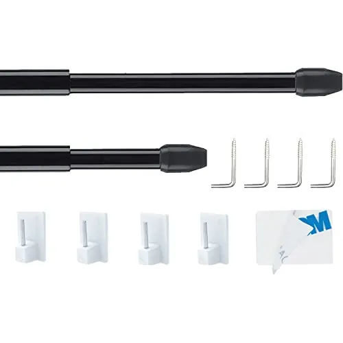 Stücks Gardinenstange Ausziehbar, Genster Gardinenstange, Ausziehbare gardinenstange, für Store, Schrank, Fenster, Küche, DIY-Projekte (40-70CM,Schwarz) 2