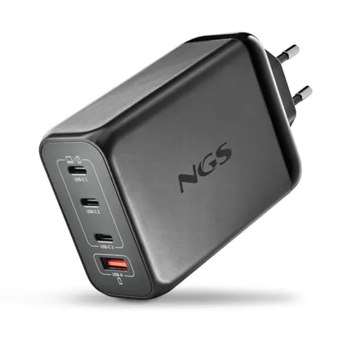 NGS Bud 240 W, ultraschnelles Wandladegerät mit 4 Anschlüssen, 3 USB-C(PD3.1 & PPS), 1 USB-A (QC 3.0, 30 W), kompakt und tragbar für Smartphones, Tablets, Laptops, feuerfeste GAN-Materialien,