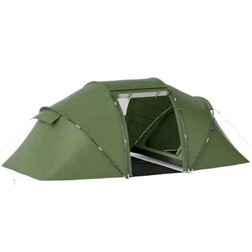 Outsunny Tunnelzelt für 4-6 Personen – Wasserdichtes Familienzelt mit zwei Schlafkabinen - Geräumiges Tunnelzelt für 4-6 Personen mit zwei Schlafkabinen und einem Wohnbereich. Ideal für Familien und Freunde beim Camping. Robuste, wasserdichte Materialien sorgen für Stabilität und Komfort.
