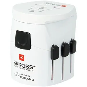 Skross 1103165 Reiseadapter Pro Light World - Steckdosen & Zubehör – Ideal für Reisen, unterstützt leistungsstarke Geräte bis 1575 W in über 100 Ländern.