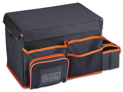 BLACK & DECKER Auto-Organizer Tasche - Praktische Tasche mit Fächern, 47,5x25x30 cm, ideal für die ordentliche Aufbewahrung im Auto und sorgt für mehr Platz und Übersicht.