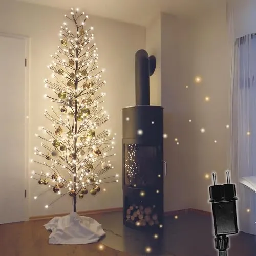 HiLight LED Weihnachtsbaum 220 cm - Brauner Christbaum mit 392 warmweißen LEDs - Künstlicher Weihnachtsbaum für Außenbereich, 220 cm hoch, mit 392 energieeffizienten LEDs und biegsamen Zweigen für individuelle Gestaltung. Inkl. stabilen Metallständer für sicheren Halt.