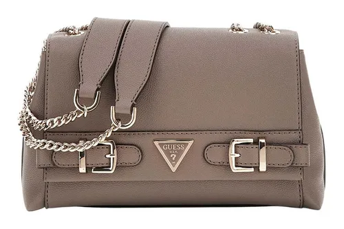 Guess Umhängetasche Eco Ali Convertible XBody Flap - dark taupe - Umhängetasche aus recycelten Materialien, geräumiges Hauptfach mit Magnetverschluss und verstellbarem Kettenriemen, ideal für stilvolle und nachhaltige Aufbewahrung.
