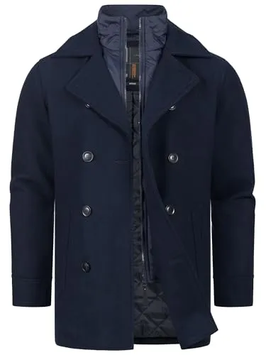 Indicode Herren INLunil Kurzmantel mit Stehkragen - Wärmender Wollmix Mantel für Männer - Hochwertiger Herrenmantel mit wärmendem Innenfutter, ideal für kalte Wintertage. Bequeme Passform und modernes Design sorgen für optimalen Tragekomfort. Perfekt für stilbewusste Männer!