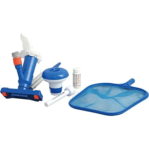 Pool Schwimmbad Reinigungsset: Kescher, Stab, Bodensauger - Bürsten & Kescher Set mit rutschfestem, wetterfestem und chlorbeständigem Zubehör für eine gründliche Reinigung Ihres Pools – einfach zu montieren!