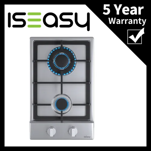 Arebos Gaskochfeld 2 Flammig - Glaskeramik Gasherd mit 3000W Schnellbrenner, effizient und sicher mit automatischem Flammenschutz