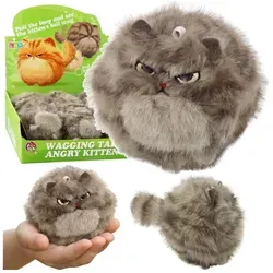 Plush Brown Kitten with Wiggle Tail Squeaking Sounds Keychain 9 cm