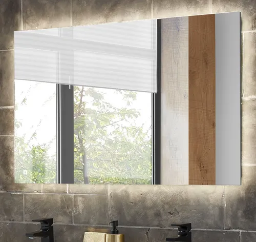 Furn.Design Badspiegel Glide mit LED-Beleuchtung und Touch-Funktion - Stylischer Wandspiegel mit 100 cm Breite und 1000 Lumen LED-Beleuchtung. Perfekt für moderne Badezimmer und einfach zu bedienen dank der praktischen Touch-Funktion.
