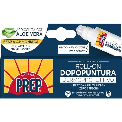 Prep, Roll-On Prurito Stop nach dem Biss, beruhigende und erfrischende Wirkung, schnelle Linderung von Juckreiz bei Mückenstichen, Qualle und anderen Insekten, Format 15 ml