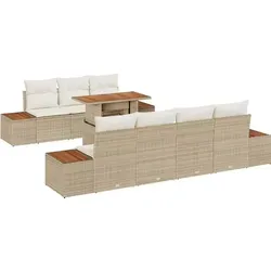 vidaXL Garten-Sofa-Set 8 pcs Beige Poly Rattan - Modulares Gartenmöbel-Set für 8 Personen aus hochwertigem, wetterbeständigem Poly-Rattan mit integriertem Stauraum für Kissen. Ideal für gesellige Zusammenkünfte im Freien.