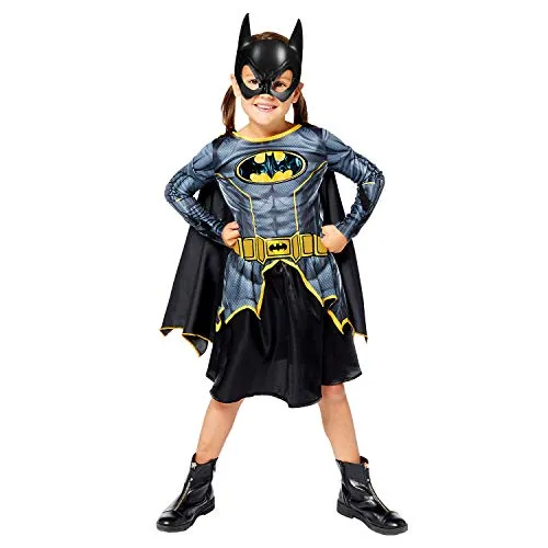 Amscan - Kinderkostüm Batgirl, Kleid mit Umhang, 3D Maske, 100 % recycelte Materialien, Super Heroes, Motto-Party, Karneval