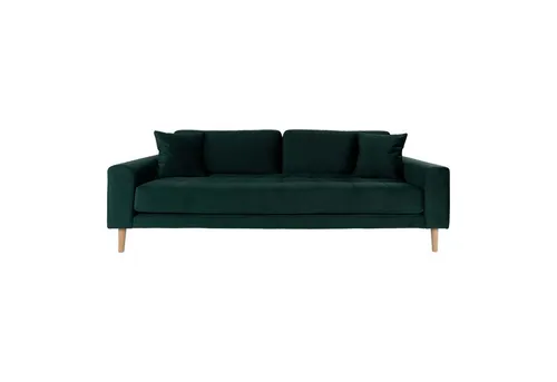Sofa 3 Sitzer DROP LIDO - Hochwertiger Komfort in Dunkelgrün - Sofas - Genießen Sie hohen Sitzkomfort mit diesem stilvollen 3-Sitzer aus dunkelgrünem Velours, ideal für entspannte Stunden und zeitloses skandinavisches Design.