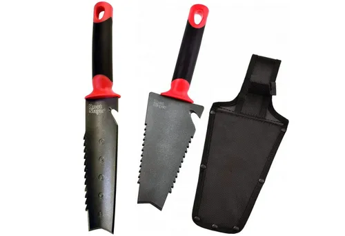 Root Slayer® Blumenkelle Radius Handschaufel, (Spar Set, 2 St., Blumenkelle + Unkrautjäter), Pflanzkelle, Gartenschaufel multifunktional aus Kohlenstoffstahl