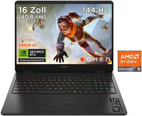 HP OMEN 16-ap Gaming-Notebook - Laptops mit AMD Ryzen 9, GeForce RTX 5070 und 1000 GB SSD – ideal für Gaming und kreative Anwendungen mit hoher Leistung und schneller Reaktionszeit.