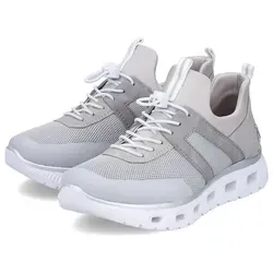 RIEKER SPORT Slip-On Sneaker für Damen, Gr. 41, hellgrau-creme - Bequeme Slip-On Sneaker aus veganem Lederimitat und Textil, ideal für Freizeitaktivitäten. Mit Schnellverschluss und gepolsterter Innensohle für hohen Tragekomfort.