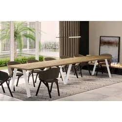 ENDO-Möbel Ausziehbarer Esstisch XXL Lungo White 130-405cm in weiß von ENDO Modern Living