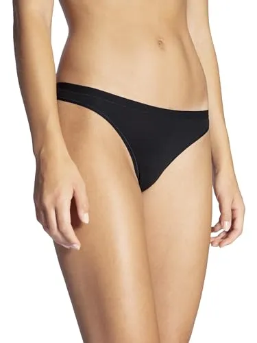 CALIDA Natural Comfort String Damen, niedrig geschnitten, natürlicher Glanz und glatter Griff schwarz 36-38